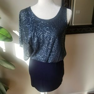 Asymmetrical Sequined Cocktail Dress